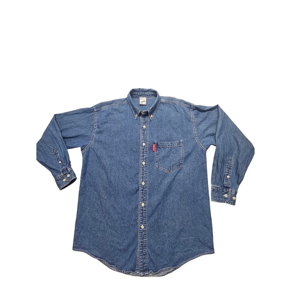Vintage Warner Bros Looney Tunes New York Denim Shirt Mens Med Blue Embroidered